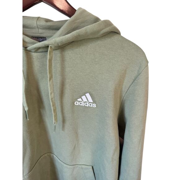 ADIDAS Essentials Fleece Pullover Hoodie Sage Green Men’s Sz Large EUC $50 MSRP - Picture 4 of 10